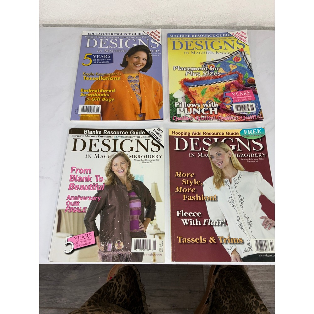 Designs in Machine Embroidery Magazine Lot (Volumes 26, 27, 29 & 30)